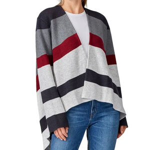 Women's Rent the Runway Thakoon Collective Gray Red Striped Poncho Sweater S